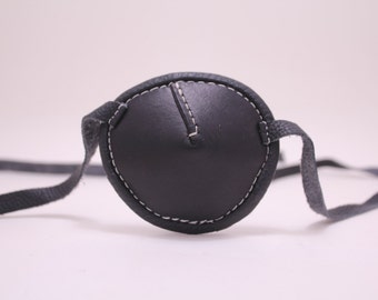 Black (white stitch) leather eye patch