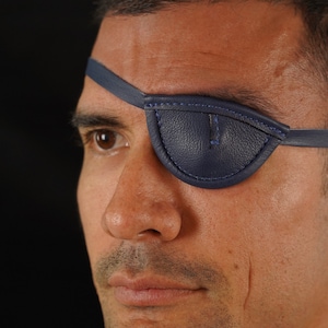 Slim, blue, concave - leather eye patch