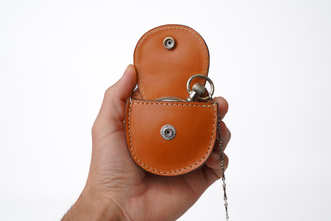 Leather Pocket Watch Case With Belt Loop Etsy