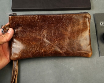 Leather handbag - Leather pouch purse