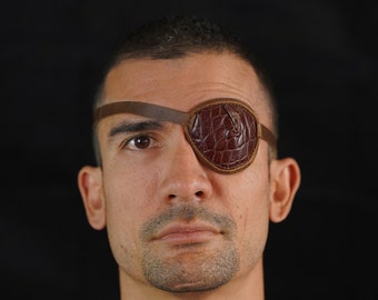 Alligator stamped leather eye patch - Classic Leather Eyepatch