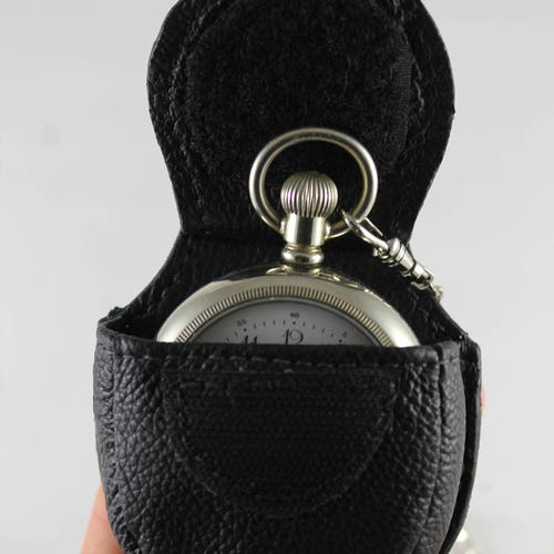 Leather Pocket Watch Case With Eyelet Option Etsy