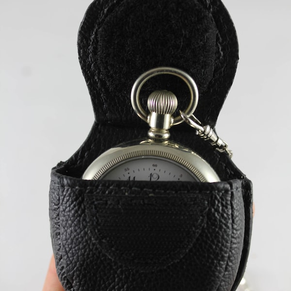 Boîtier de montre de poche en cuir
