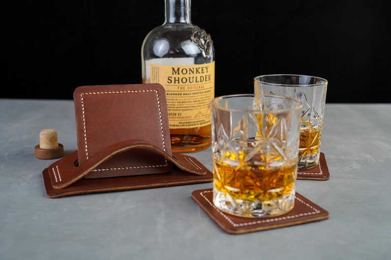 Square Leather Coaster Set