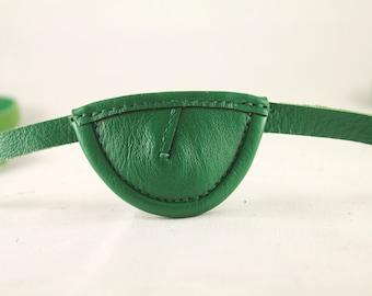 Slim, Green, concave - leather eye patch