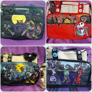 Large Commission Tim Burton NIGHTMARE BEFORE CHRISTMAS Corpse Bride Jack sally Zero Diaper Nappy Baby changing Bag Gothic image 1