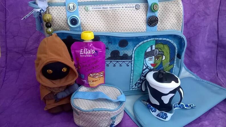 SALE Tribute Carrie Star Wars Jabba/'s Dancers Inspired Baby Diaper Changing Bag plus Dummy Pacifier Clip