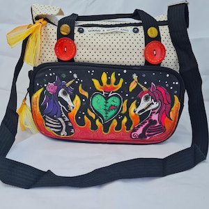 SMALL Commission GOTHIC  Curio Wiccan Halloween Witchcraft Skull Bats Zombie Nappy Diaper Baby changing Bag