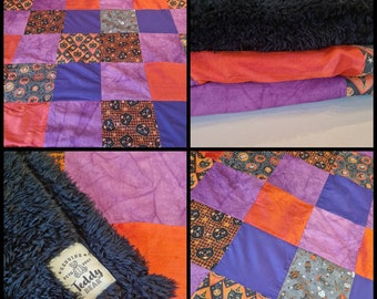 Super soft Retro Vintage style American Halloween Fall Luxury patchwork quilt Blanket Throw