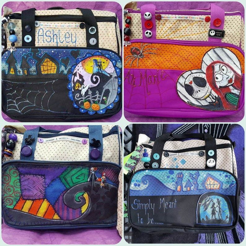 Large Commission Tim Burton NIGHTMARE BEFORE CHRISTMAS Corpse Bride Jack sally Zero Diaper Nappy Baby changing Bag Gothic image 5