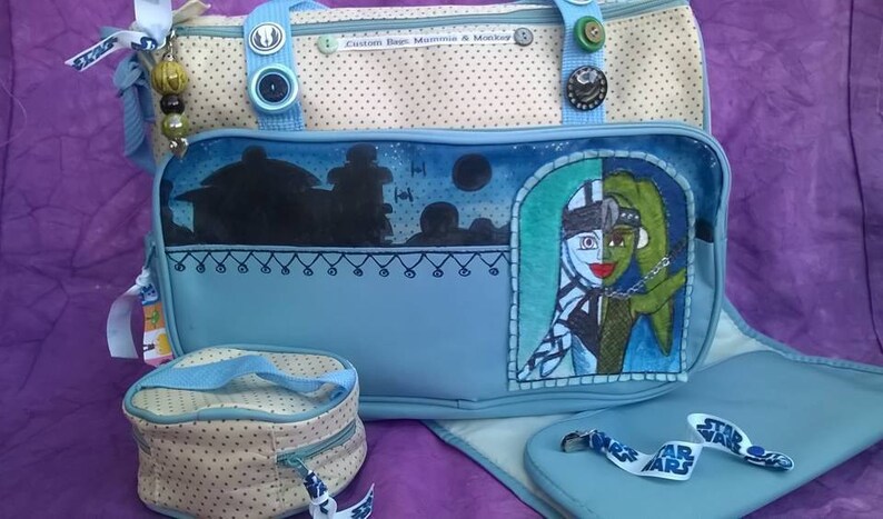 SALE Tribute Carrie Star Wars Jabba/'s Dancers Inspired Baby Diaper Changing Bag plus Dummy Pacifier Clip