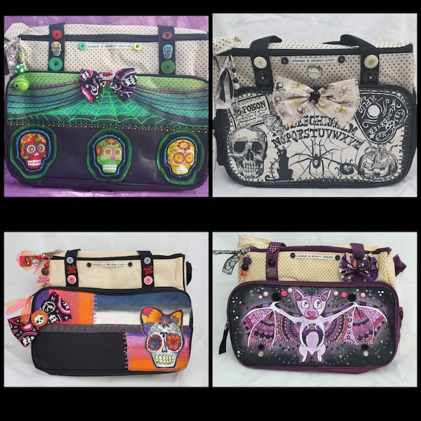 Large Commission GOTHIC Wicca Halloween Witchcraft Skull Bats Zombie Nappy Diaper Baby Steampunk changing Bag