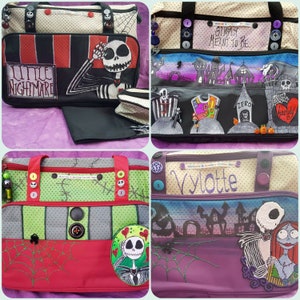 Large Commission Tim Burton NIGHTMARE BEFORE CHRISTMAS Corpse Bride Jack sally Zero Diaper Nappy Baby changing Bag Gothic image 6