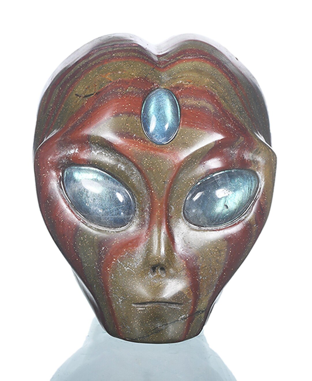 2.99" 568g New Arrival! Foot Stone Handmade Alien Head Sculpture With 3 ...