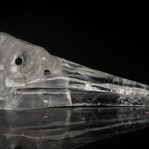 5.12&quot; 114g Natural Clear Quartz Crystal Handmade Raven Skull Head Statues,Bird Skull,Hollow Crystal Skull,Crow Skull, #34X43, Joancarving