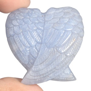 GRATIS verzending! 1,54" natuurlijke blauwe agaat handgesneden engelenvleugels ambachten, helende woondecoratie, reiki rock, leuk cadeau, #37K48, Joancarving