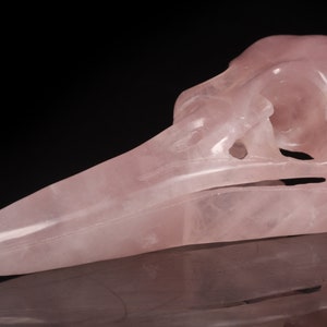 4.92&quot; 103g Pink Rose Quartz Crystal Handmade Raven Skull Head Statues,Bird Skull,Crystal Skull,Crow Skull, Home Decor, #35G16, Joancarving