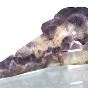 5.16&quot; 101g Natural Chevron Amethyst Handmade Raven Skull Head Statues,Bird Skull,Crystal Skull,Crow Skull, Home Decor, #34X45, Joancarving