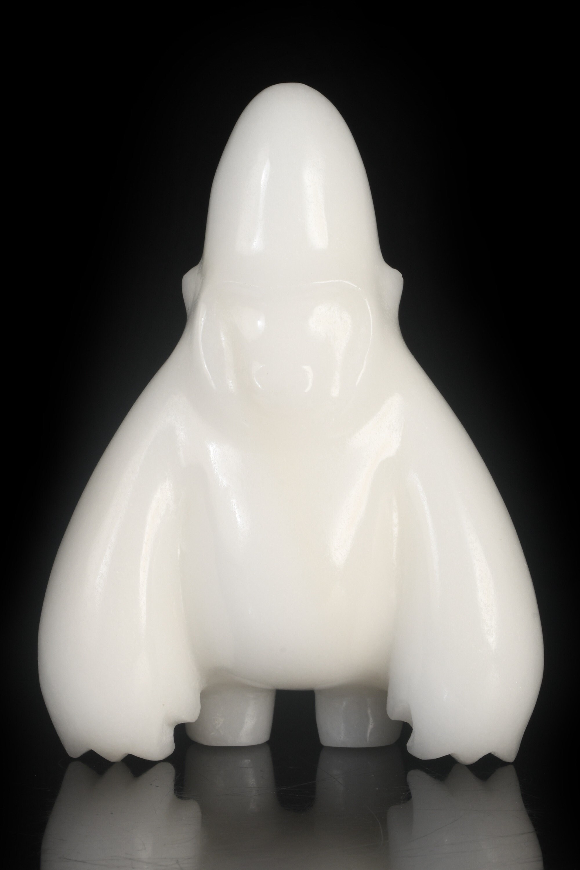 3.98インチ 345g 天然白翡翠 手彫り 猿の彫刻、Davyuan 置物、霊長類