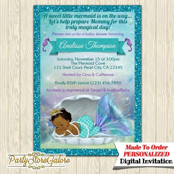 mermaid baby invitations