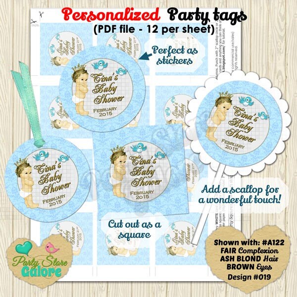 Vintage Baby Boy Prince Baby Shower Thank You Favor Tags / Tag Etsy