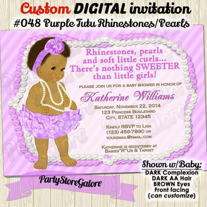 Girl Baby Shower Invitation Vintage Baby Shower Rhinestones Etsy