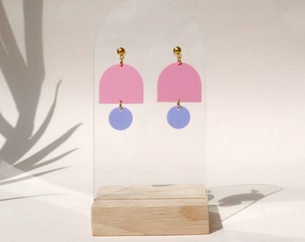 Boucles d'oreilles Bubblegum Color Statement en acrylique et acier inoxydable