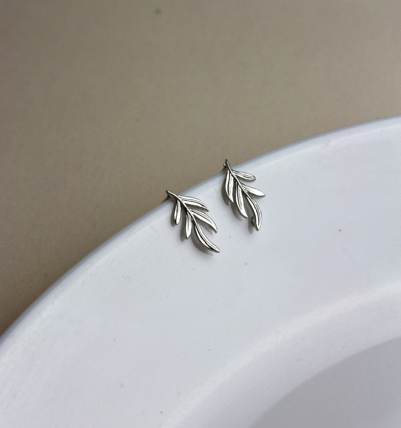 Small Silver Branch Studs image 1