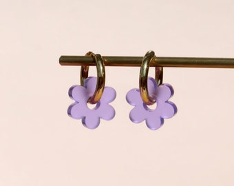 Violette Flower Edelstahl Hoops