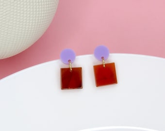 Bouchées de caramel lilas boucles d’oreilles