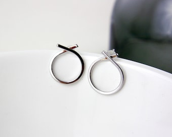 Silber Twist  - versilberte Ohrstecker Ohrringe geometrisch minimalistisch