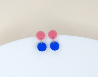 Boucles d'oreilles Dotty en acrylique rose bleu profond