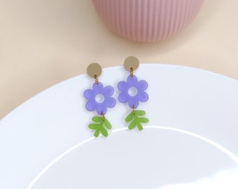 Violet daisy statement earrings