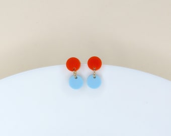 Pendientes acrílicos Dotty en azul claro naranja