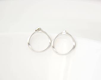 Swirl - oreille plaqué argent goujons cercle boucles oreille clou rond bijoux décent géométrique minimaliste