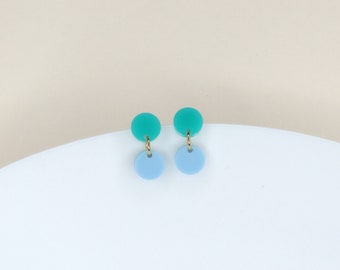 Boucles d'oreilles Dotty en acrylique bleu clair turquoise