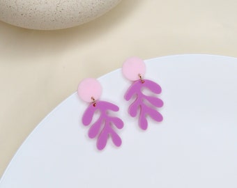 Boucles d'oreilles en acrylique floral Matisse en violet