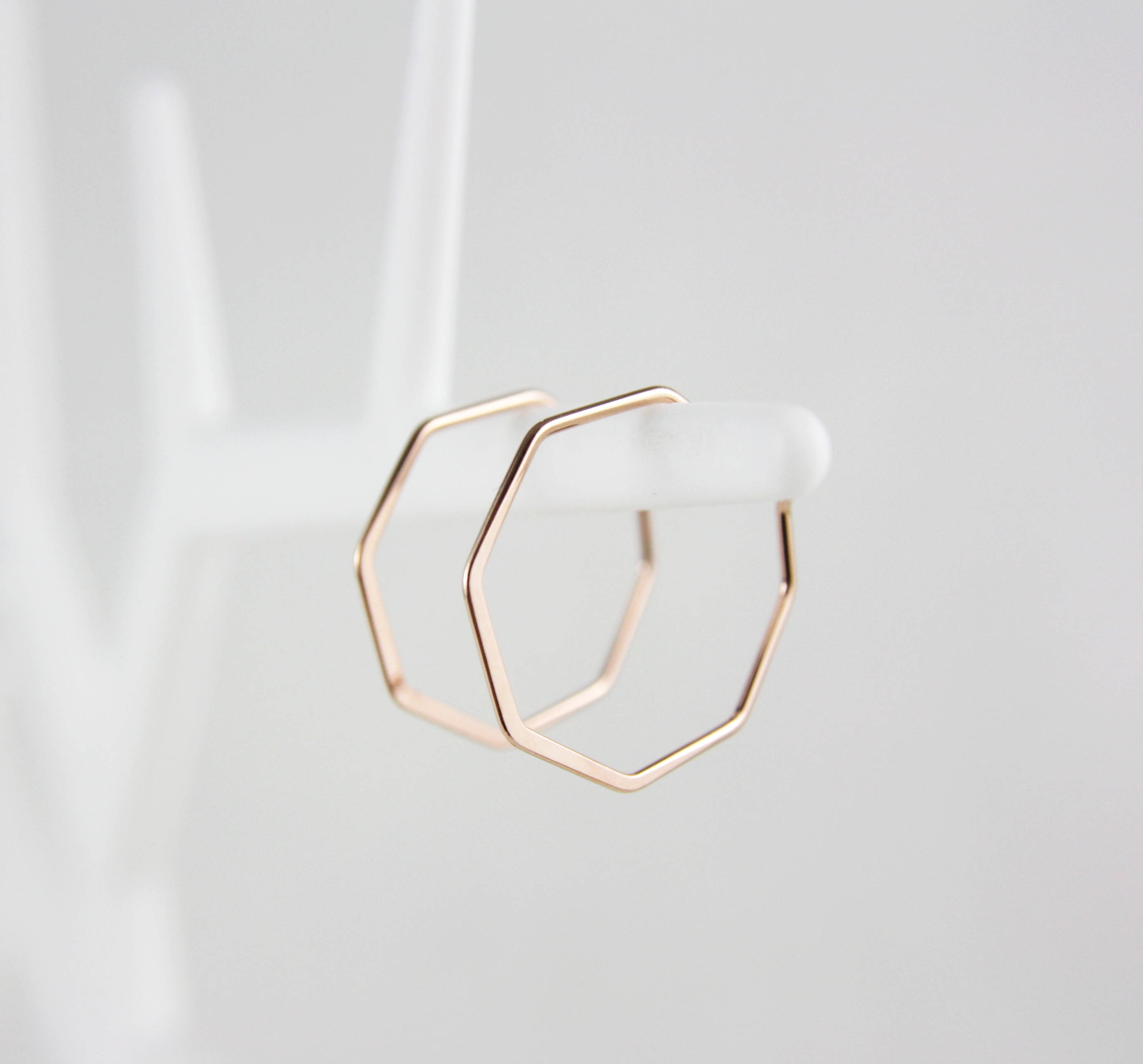Geometric gold-plated rose gold hoop earrings