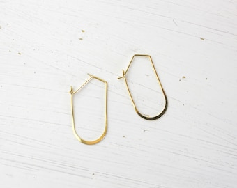 Elegante minimal vergoldete Creolen Ohrringe Ohrhänger geometrisch hoops hooks