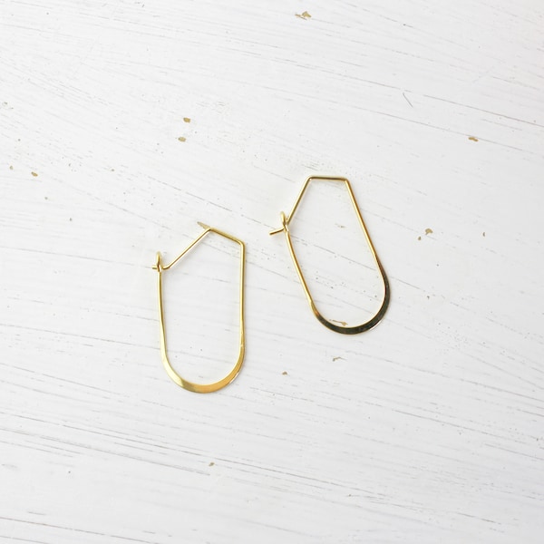 Elegant minimal gold-plated hoop earrings geometric hoop hooks