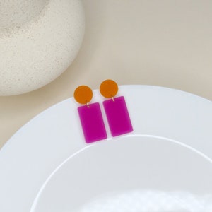 Orange Lilac Statement Earrings made of stainless steel and acrylic