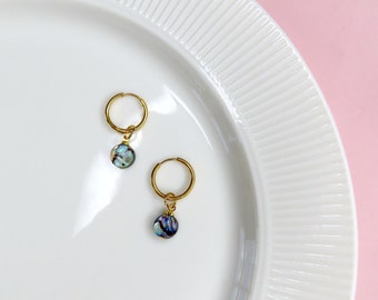 Tiny Abalone Hoop Earrings