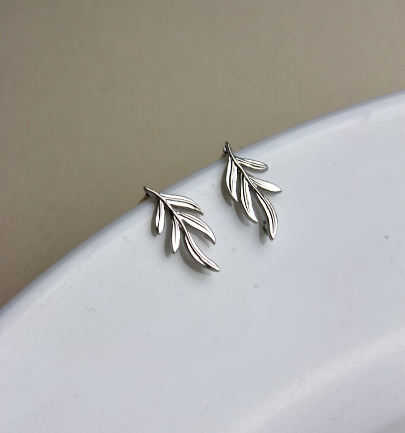 Small Silver Branch Studs image 2