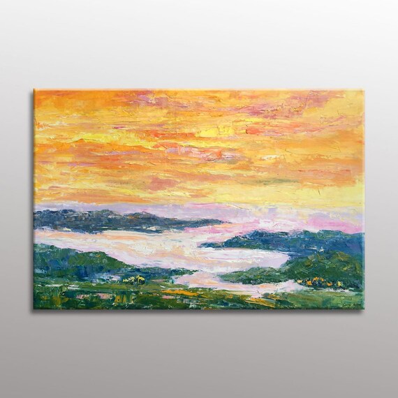 Large Landscape Painting Oil Original Abstract Image 0