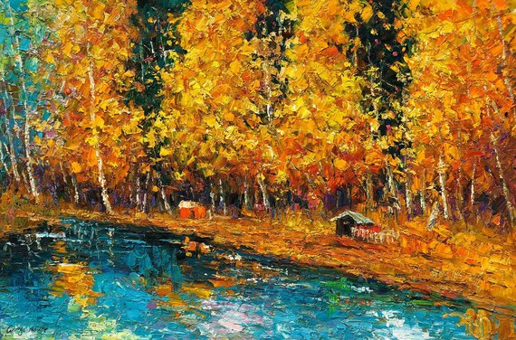 油絵 絵画【森の風景】