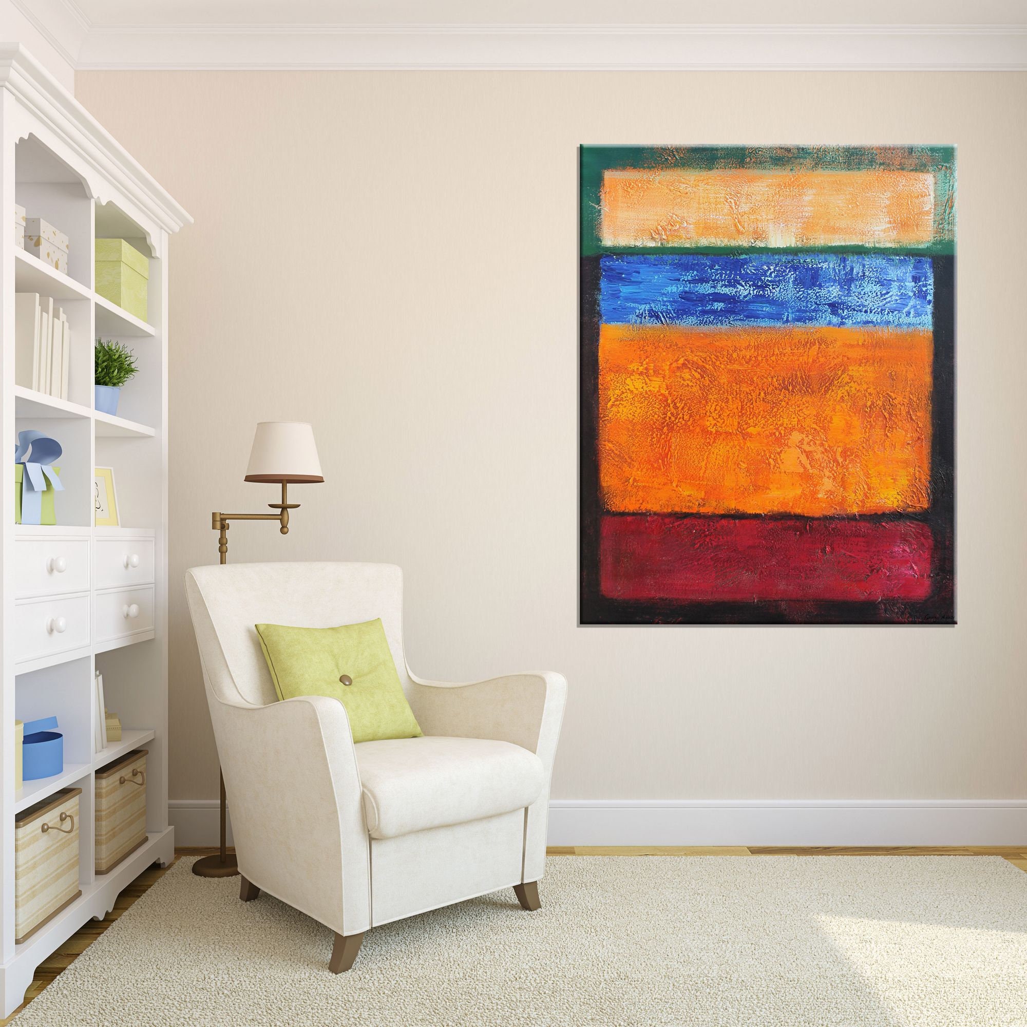 Large Abstract Painting Minimalist Art Living Room Art Wall Etsy