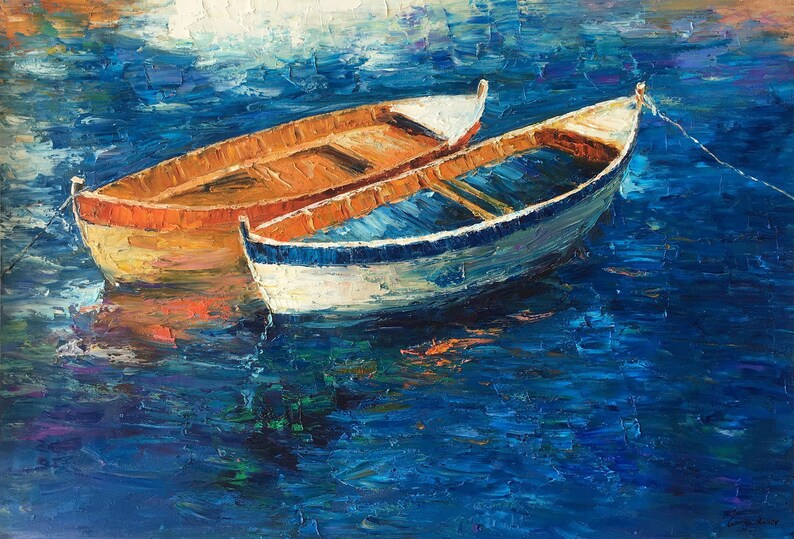 Oil Painting Original Painting Fishing Boat Seascape Etsy