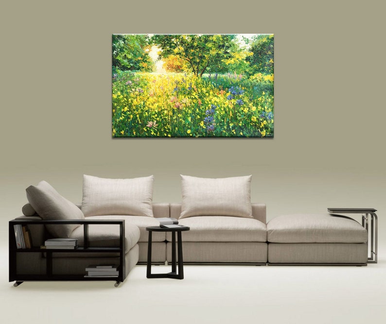 Landscape Oil Painting Spring Forest Green Canvas Art - Etsy