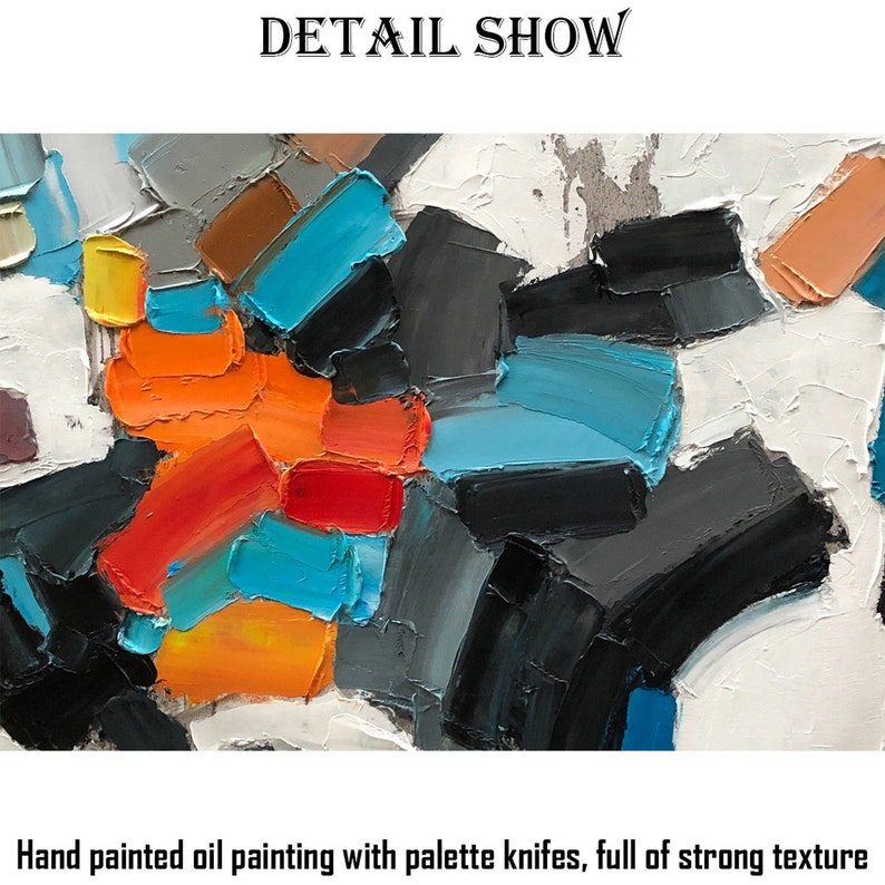 Oil Painting Black and White Palette Knife Painting Large Etsy