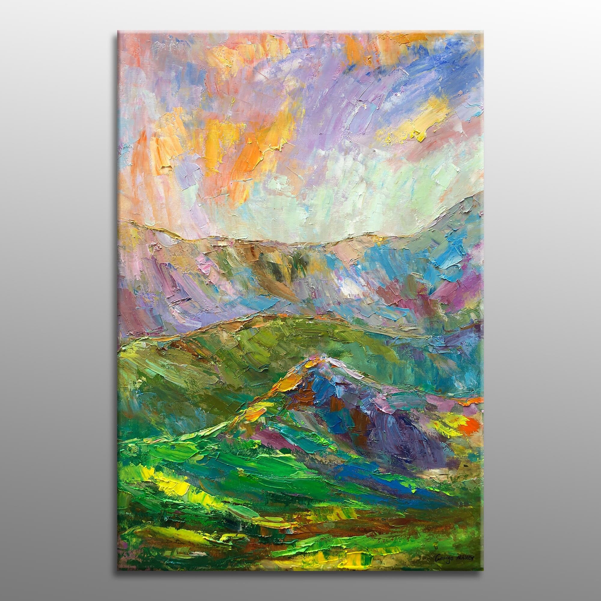 Abstract Canvas Painting Landscape Painting Wall Hanging Etsy